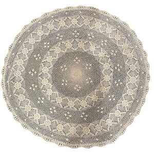 Homemade Large Khaki Doily Table Topper 36" Diameter Tablecloth Vintage